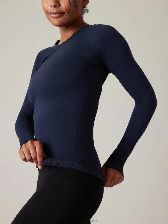 Athleta femmes haut sans coutures momentum JRTZ443 vêtements marine