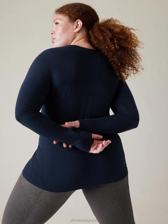 Athleta femmes haut sans coutures momentum JRTZ443 vêtements marine