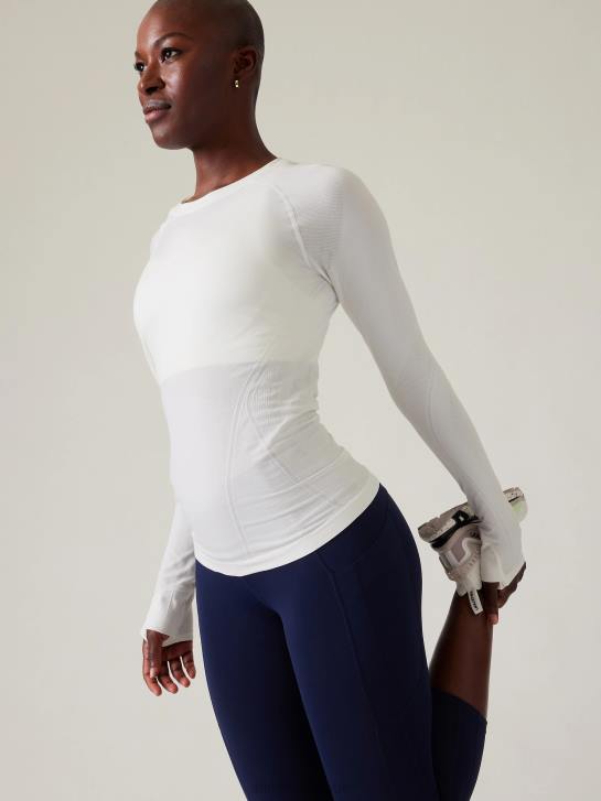Athleta femmes haut sans coutures momentum JRTZ500 vêtements blanc brillant