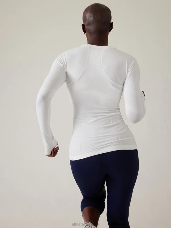 Athleta femmes haut sans coutures momentum JRTZ500 vêtements blanc brillant
