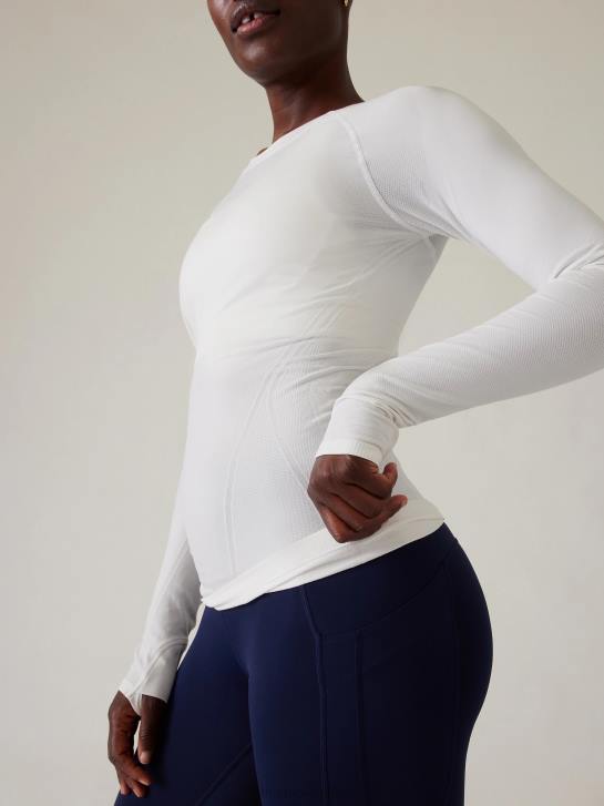 Athleta femmes haut sans coutures momentum JRTZ500 vêtements blanc brillant