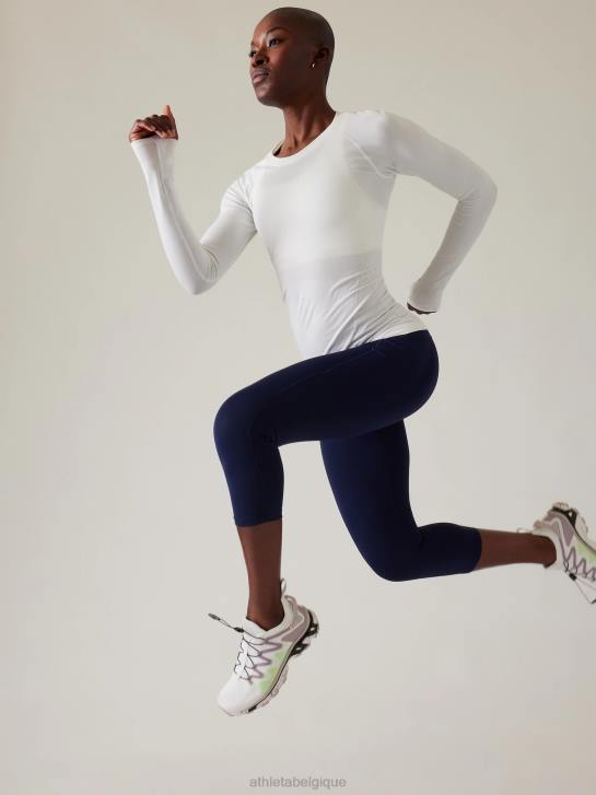 Athleta femmes haut sans coutures momentum JRTZ500 vêtements blanc brillant