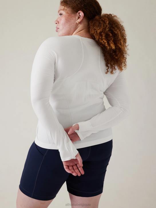 Athleta femmes haut sans coutures momentum JRTZ500 vêtements blanc brillant