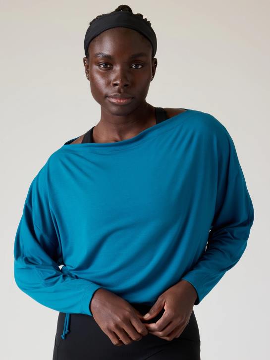 Athleta femmes refroidir en haut JRTZ511 vêtements bleu lapis foncé