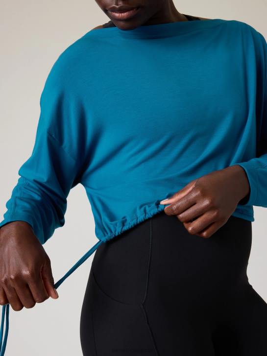 Athleta femmes refroidir en haut JRTZ511 vêtements bleu lapis foncé