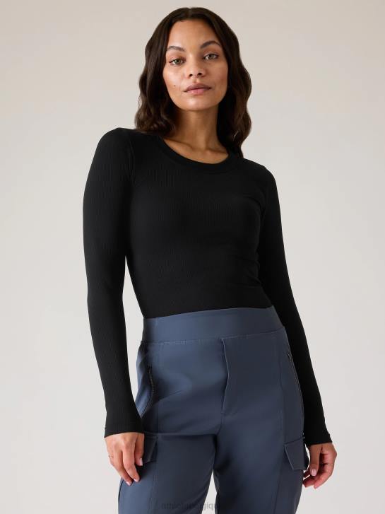 Athleta femmes renouveler le haut ras du cou sans couture JRTZ357 vêtements noir