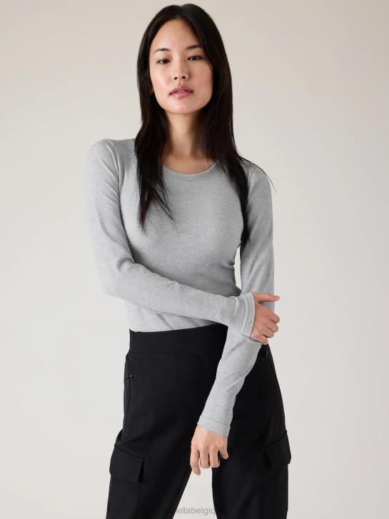 Athleta femmes renouveler le haut ras du cou sans couture JRTZ475 vêtements gris chiné