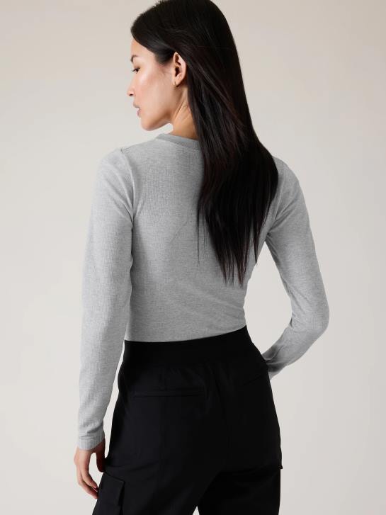 Athleta femmes renouveler le haut ras du cou sans couture JRTZ475 vêtements gris chiné