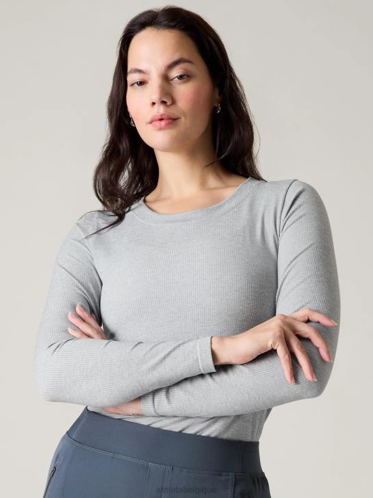 Athleta femmes renouveler le haut ras du cou sans couture JRTZ475 vêtements gris chiné