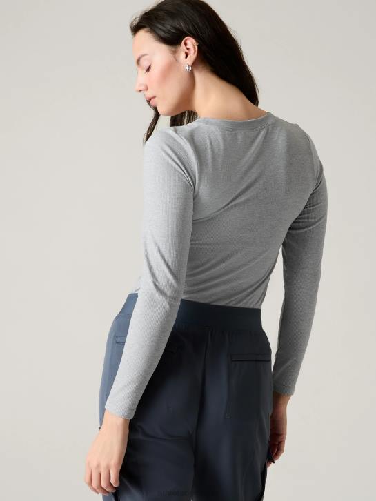 Athleta femmes renouveler le haut ras du cou sans couture JRTZ475 vêtements gris chiné