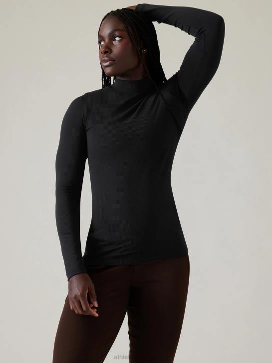 Athleta femmes renouveler le haut sans couture à col montant JRTZ213 vêtements noir