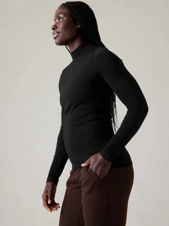 Athleta femmes renouveler le haut sans couture à col montant JRTZ213 vêtements noir