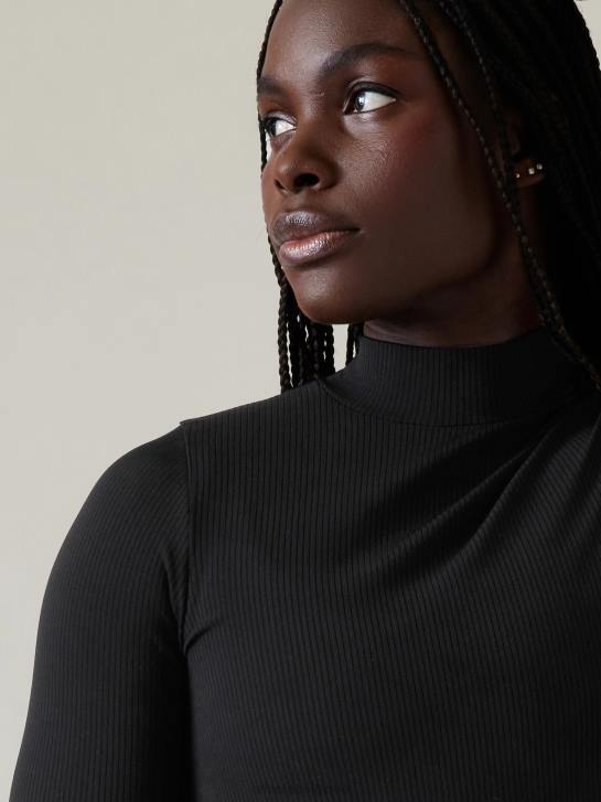 Athleta femmes renouveler le haut sans couture à col montant JRTZ213 vêtements noir