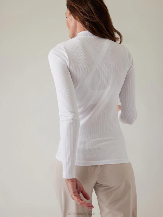 Athleta femmes renouveler le haut sans couture à col montant JRTZ343 vêtements blanc brillant