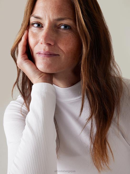 Athleta femmes renouveler le haut sans couture à col montant JRTZ343 vêtements blanc brillant