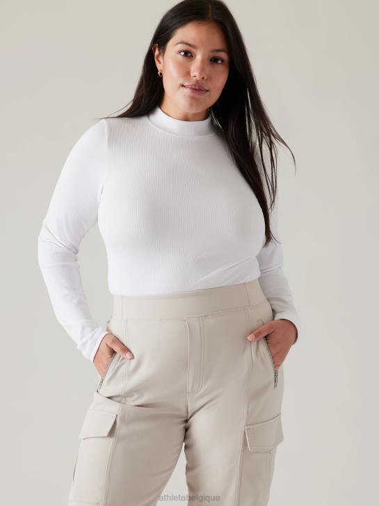 Athleta femmes renouveler le haut sans couture à col montant JRTZ343 vêtements blanc brillant