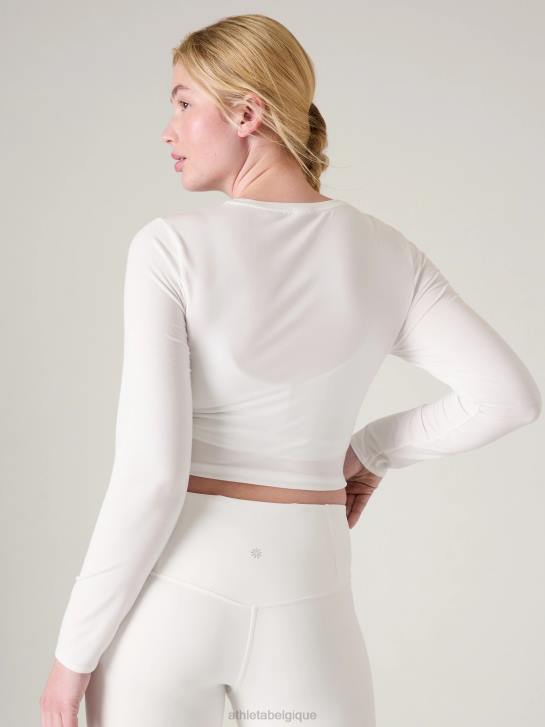 Athleta femmes tournez facilement le dessus JRTZ199 vêtements blanc brillant