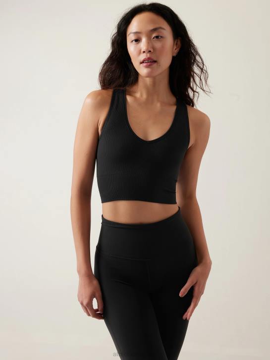 Athleta femmes débardeur côtelé sans couture Aurora JRTZ472 vêtements noir
