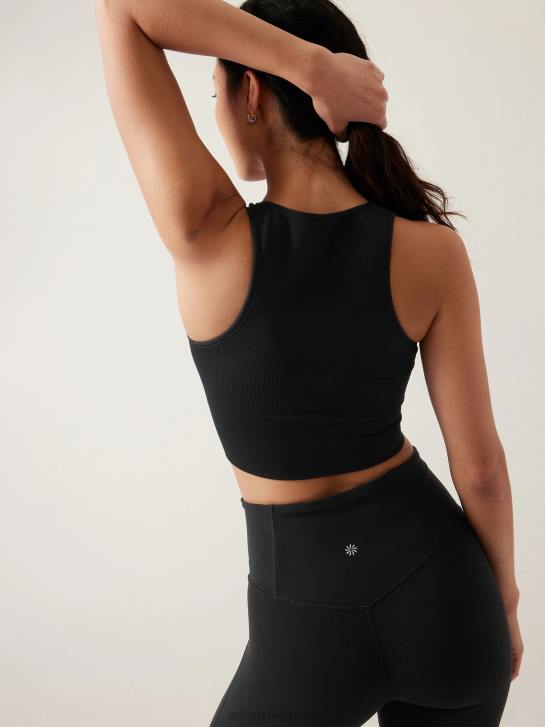 Athleta femmes débardeur côtelé sans couture Aurora JRTZ472 vêtements noir