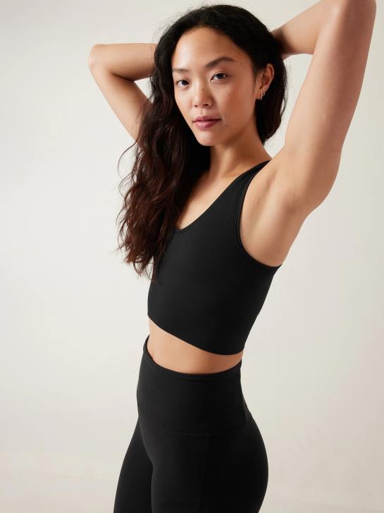 Athleta femmes débardeur côtelé sans couture Aurora JRTZ472 vêtements noir