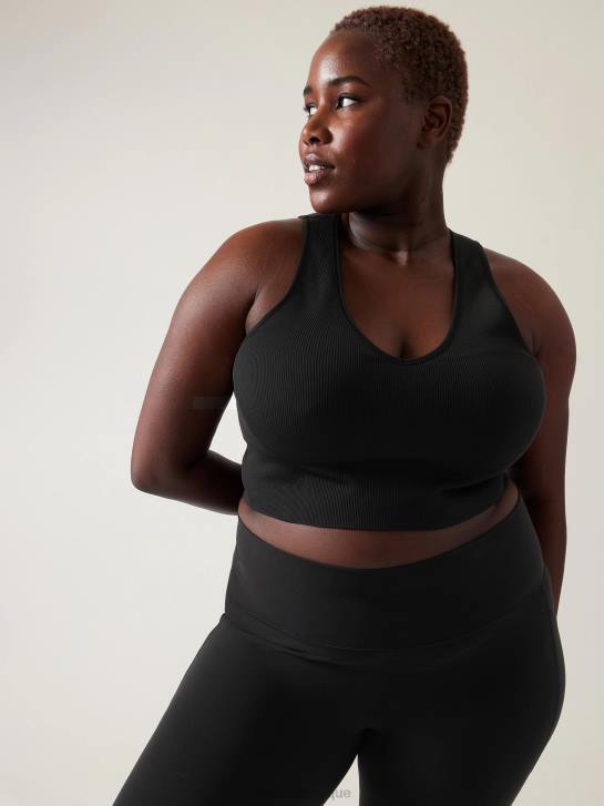 Athleta femmes débardeur côtelé sans couture Aurora JRTZ472 vêtements noir