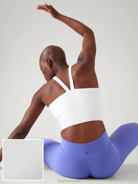 Athleta femmes débardeur sans coutures Aurora à col montant et dos en V JRTZ344 vêtements blanc brillant