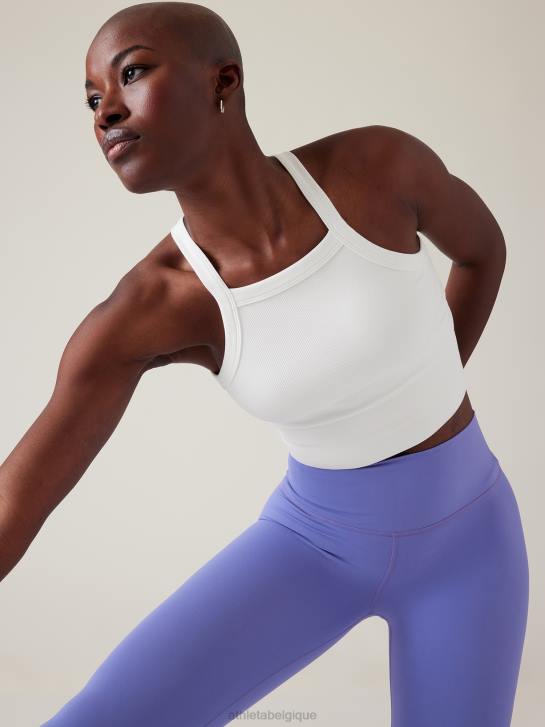 Athleta femmes débardeur sans coutures Aurora à col montant et dos en V JRTZ344 vêtements blanc brillant