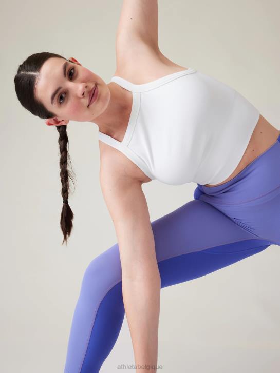 Athleta femmes débardeur sans coutures Aurora à col montant et dos en V JRTZ344 vêtements blanc brillant