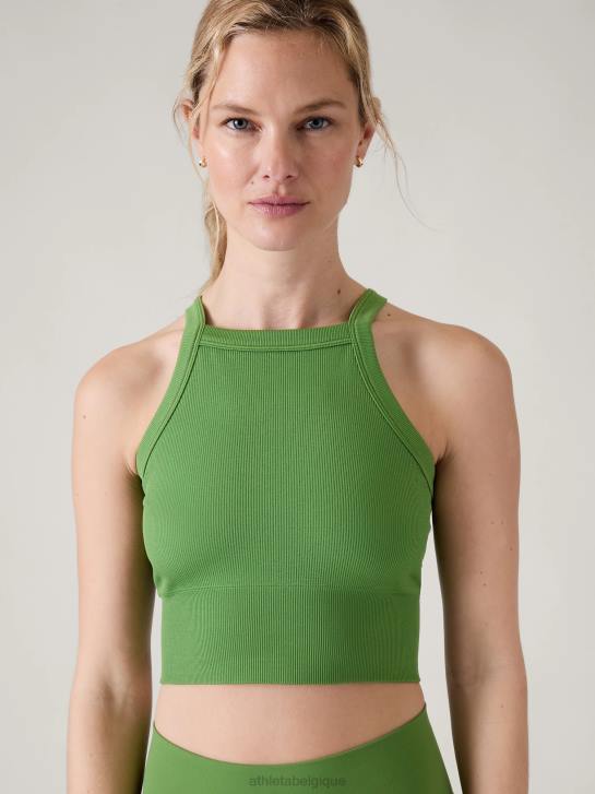 Athleta femmes débardeur sans coutures Aurora à col montant et dos en V JRTZ346 vêtements vert baja