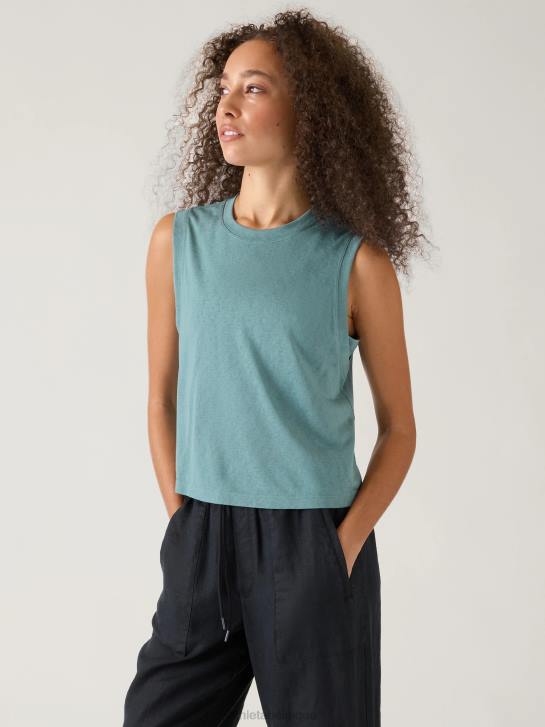 Athleta femmes réservoir de muscle venteux JRTZ533 vêtements vert oxydé