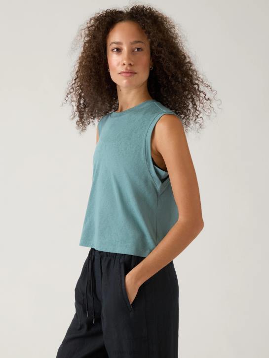 Athleta femmes réservoir de muscle venteux JRTZ533 vêtements vert oxydé