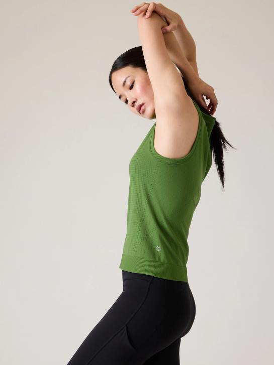 Athleta femmes réservoir sans couture en mouvement JRTZ294 vêtements vert baja