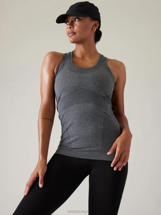 Athleta femmes réservoir sans couture élan JRTZ196 vêtements gris anthracite chiné