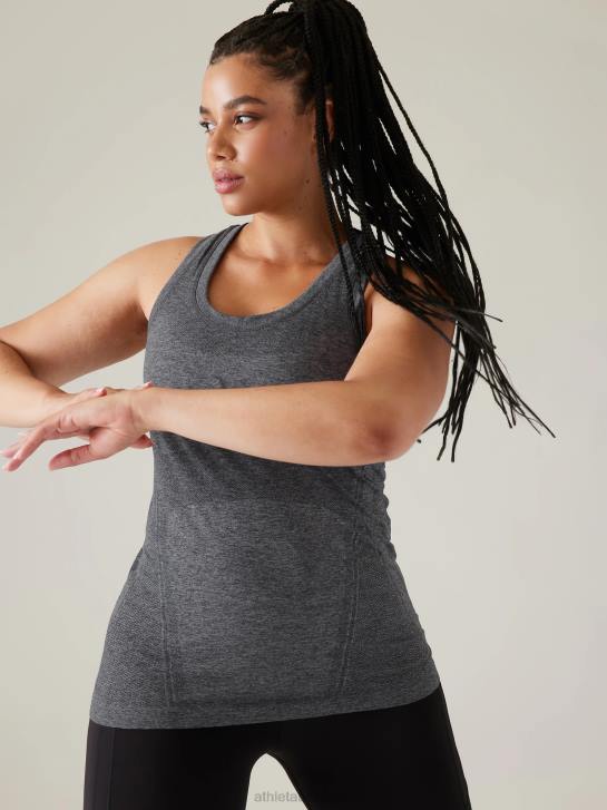 Athleta femmes réservoir sans couture élan JRTZ196 vêtements gris anthracite chiné