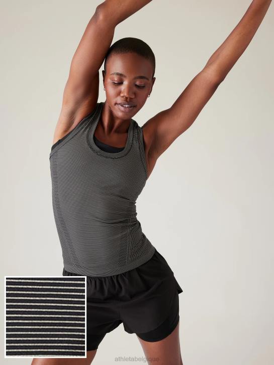 Athleta femmes réservoir sans couture élan JRTZ366 vêtements mini rayure noire