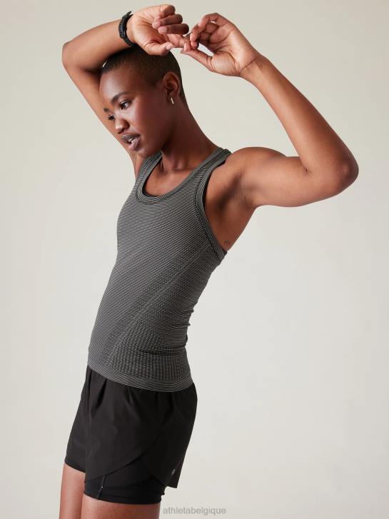 Athleta femmes réservoir sans couture élan JRTZ366 vêtements mini rayure noire