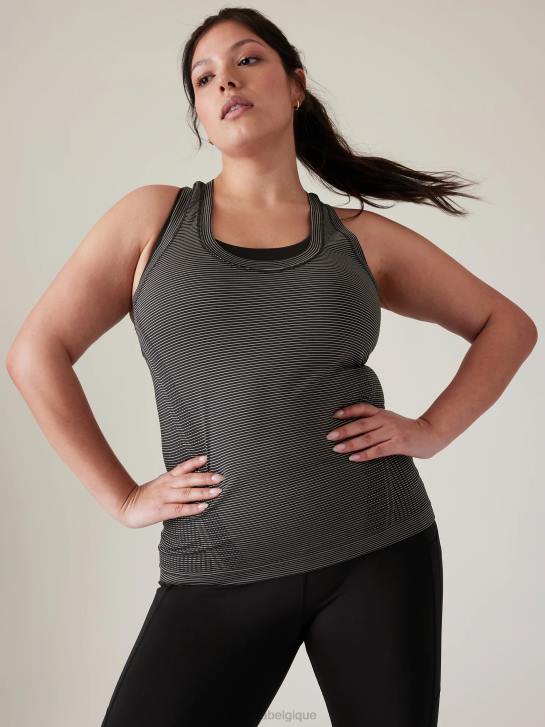 Athleta femmes réservoir sans couture élan JRTZ366 vêtements mini rayure noire