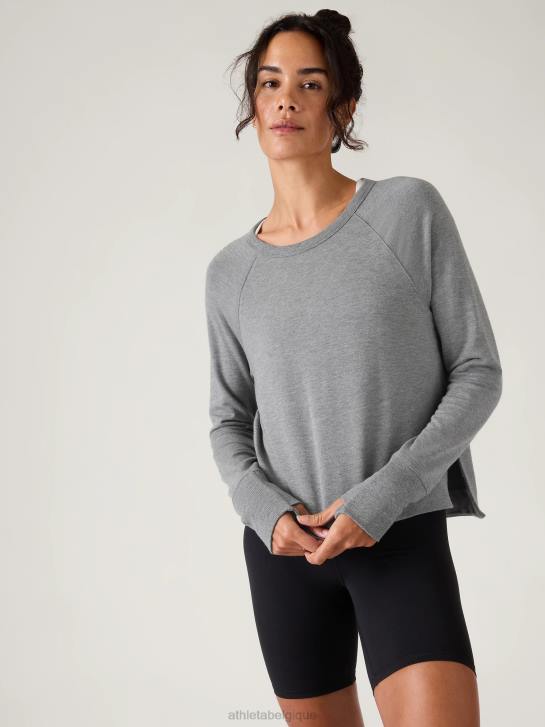 Athleta femmes Coaster Luxe Recover - Sweat-shirt taille haute JRTZ187 vêtements gris moyen chiné