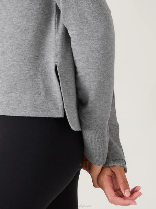 Athleta femmes Coaster Luxe Recover - Sweat-shirt taille haute JRTZ187 vêtements gris moyen chiné