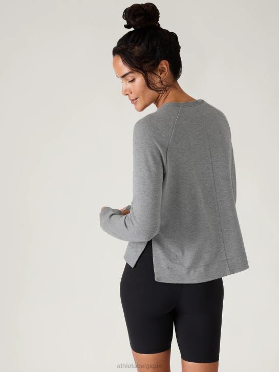 Athleta femmes Coaster Luxe Recover - Sweat-shirt taille haute JRTZ187 vêtements gris moyen chiné