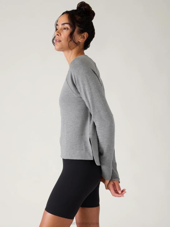 Athleta femmes Coaster Luxe Recover - Sweat-shirt taille haute JRTZ187 vêtements gris moyen chiné