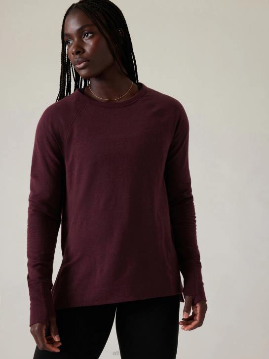 Athleta femmes coaster luxe sweat-shirt de récupération JRTZ239 vêtements bruyère cabernet épicée