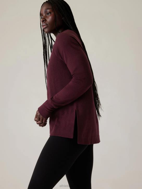 Athleta femmes coaster luxe sweat-shirt de récupération JRTZ239 vêtements bruyère cabernet épicée
