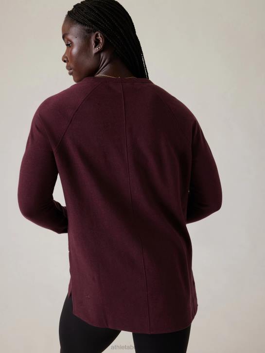 Athleta femmes coaster luxe sweat-shirt de récupération JRTZ239 vêtements bruyère cabernet épicée