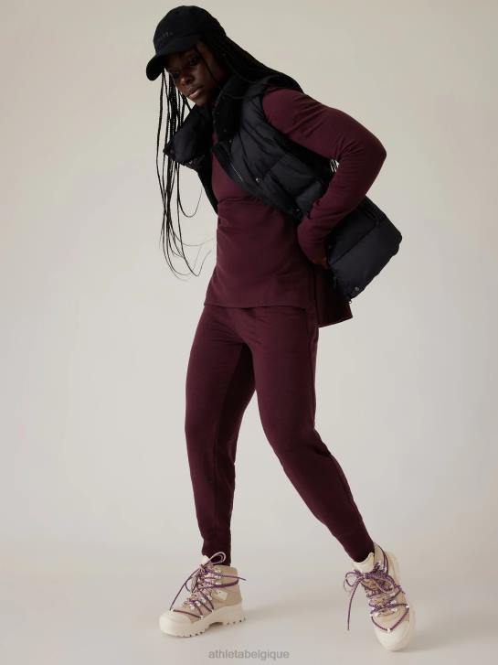 Athleta femmes coaster luxe sweat-shirt de récupération JRTZ239 vêtements bruyère cabernet épicée