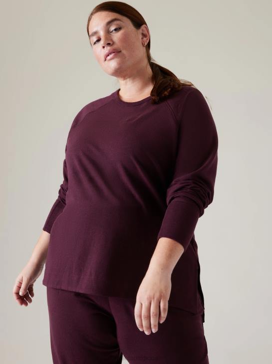 Athleta femmes coaster luxe sweat-shirt de récupération JRTZ239 vêtements bruyère cabernet épicée