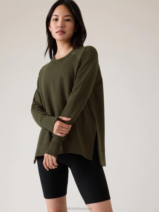 Athleta femmes coaster luxe sweat-shirt de récupération JRTZ342 vêtements tremble olive bruyère