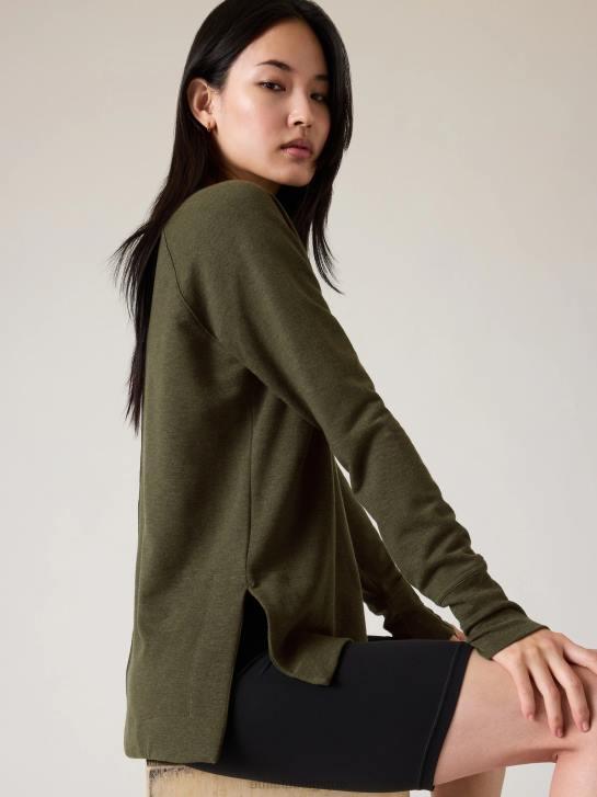 Athleta femmes coaster luxe sweat-shirt de récupération JRTZ342 vêtements tremble olive bruyère