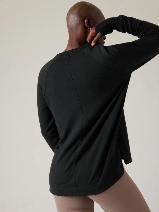 Athleta femmes coaster luxe sweat-shirt de récupération JRTZ394 vêtements noir