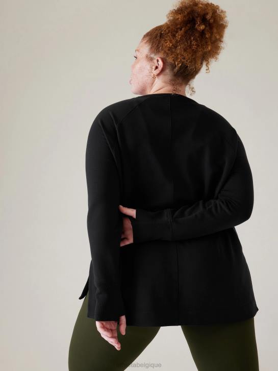 Athleta femmes coaster luxe sweat-shirt de récupération JRTZ394 vêtements noir
